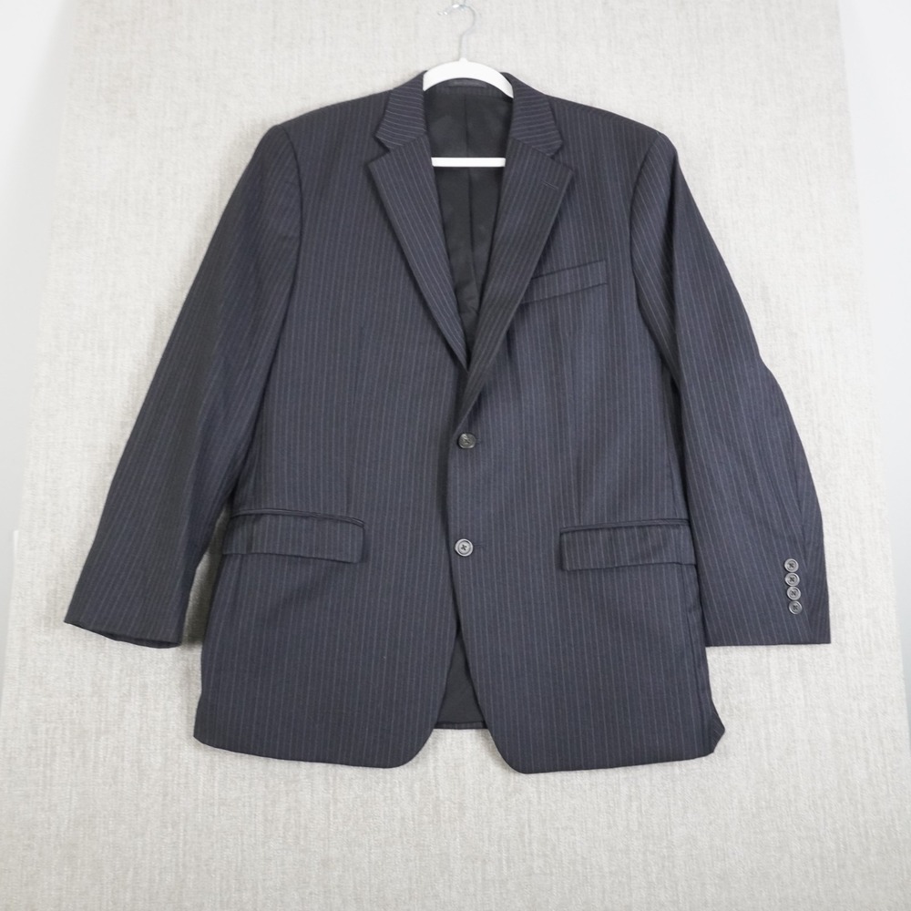 Lauren Ralph Lauren Blazer Mens 44 100% Wool Black Vintage Pinstriped 2 Button